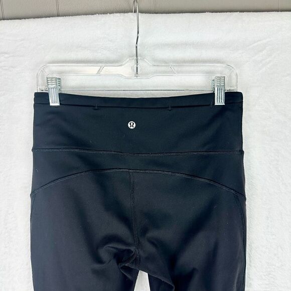 Lululemon Vent Mesh Reflective Crop Leggings Size 8 Black Running Athletic - Picture 6 of 7